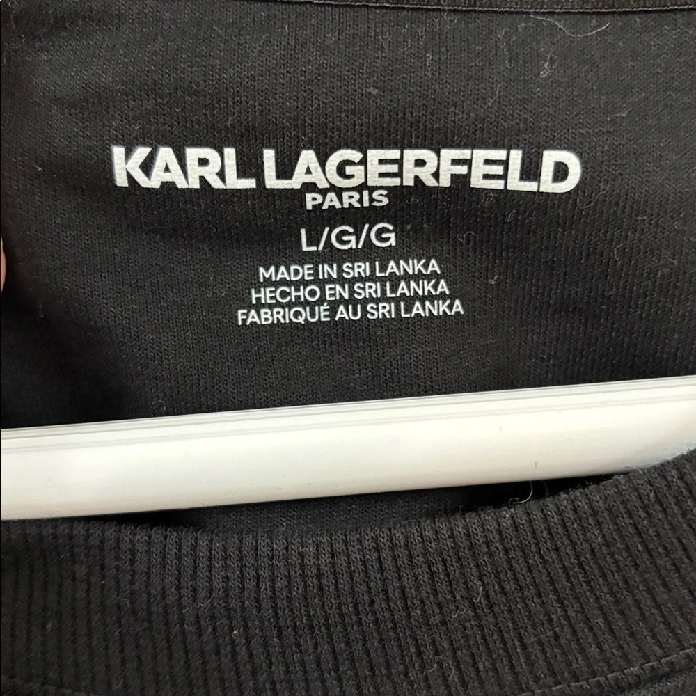 NWT Karl Lagerfeld Paris Long Sleeve Black Top Sweatshirt - Picture 5 of 8